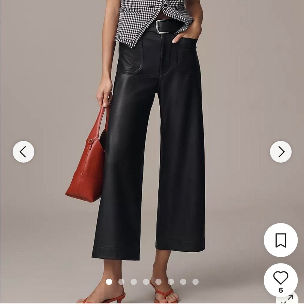 Maeve Black Wide-Leg Faux-Leather Pants